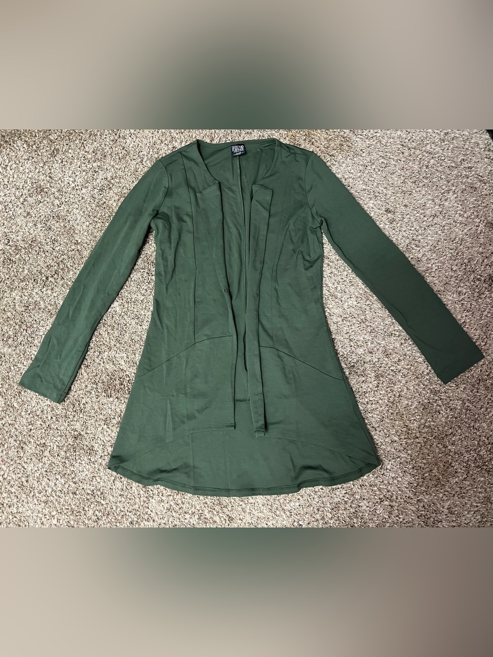Fruit of the Loom Seek No Further Military Green Hi-Lo Cardigan- Medium- NWT